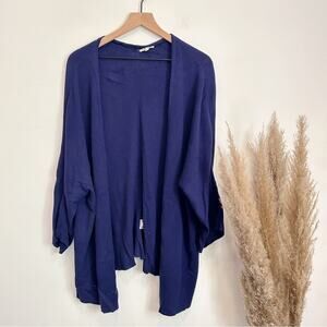 Eileen Fisher Oversized Cotton Open Cardigan Blue Size S